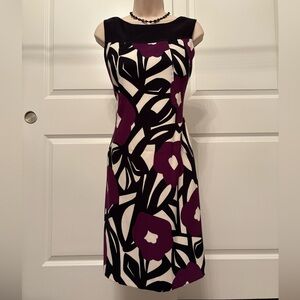 Alyx Sz 12 Black and Purple Floral Sheath Dress
